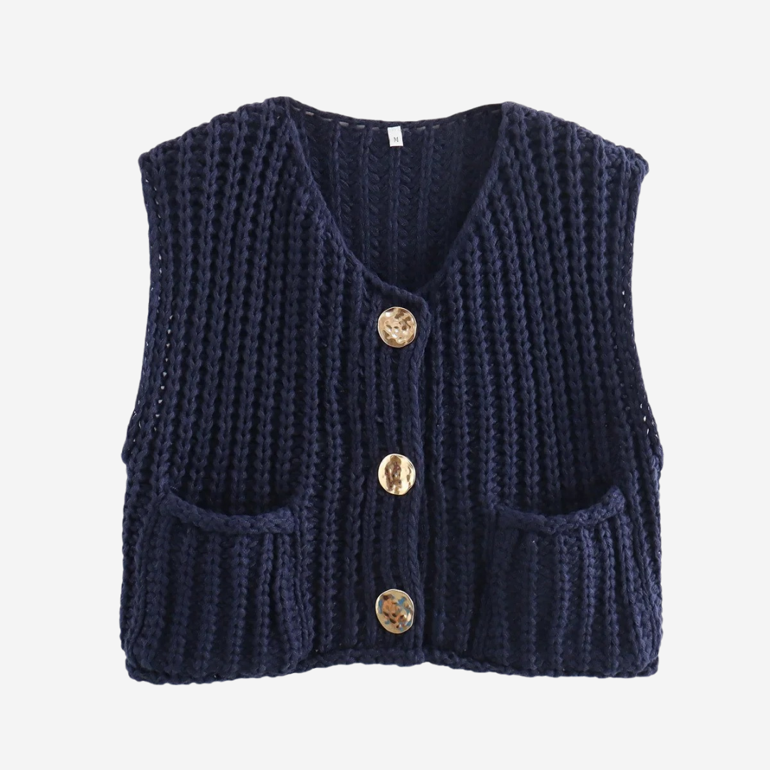 Image of Camille | Women's Button Front Sleeveless Sweater Vest