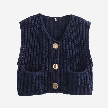 Image of Camille | Women's Button Front Sleeveless Sweater Vest