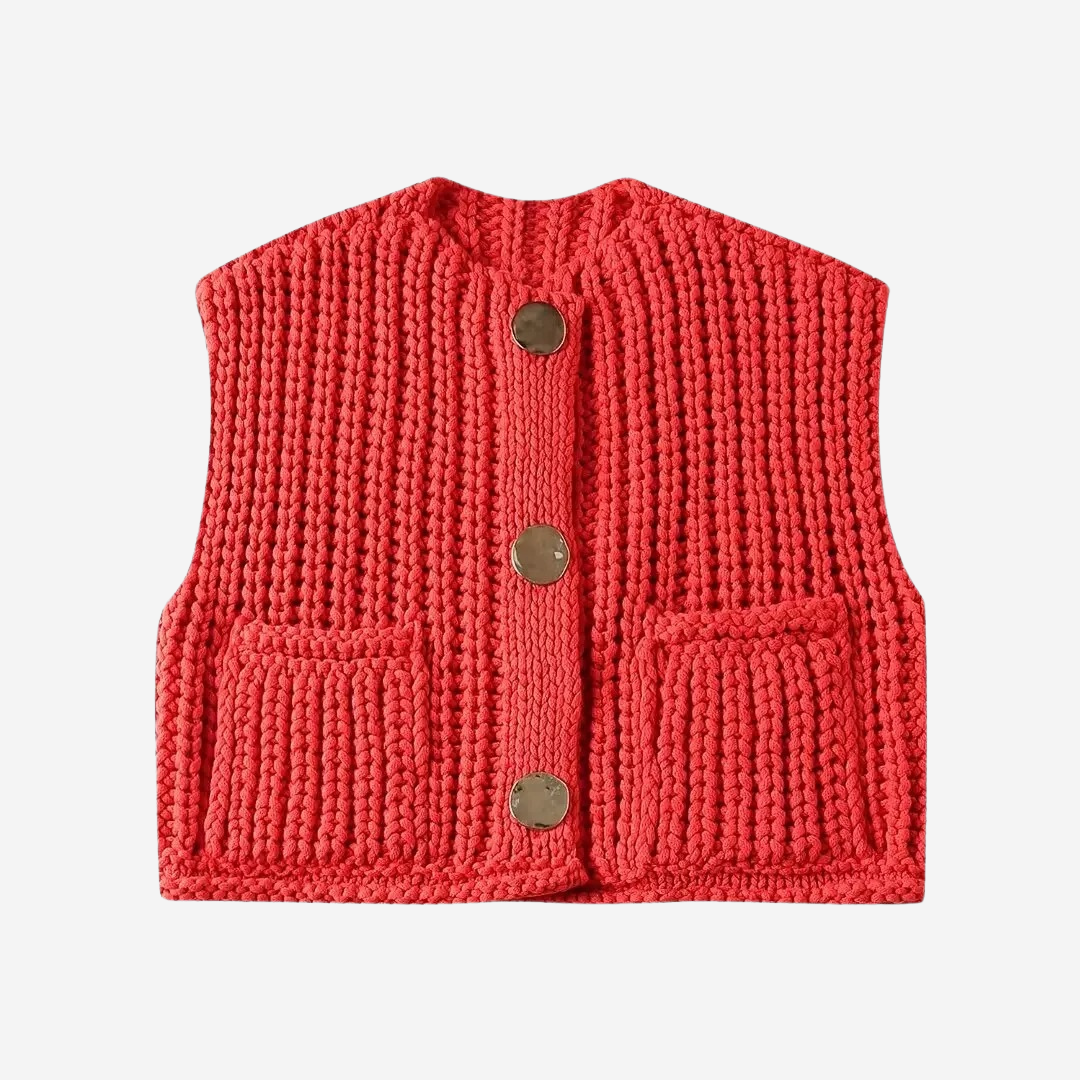 Women's Sleeveless Sweater Vest Button Front - VibreMode