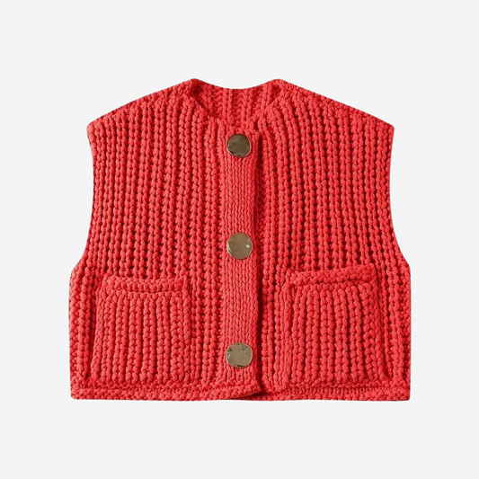 Women's Sleeveless Sweater Vest Button Front - VibreMode