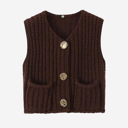 Image of Camille | Women's Button Front Sleeveless Sweater Vest