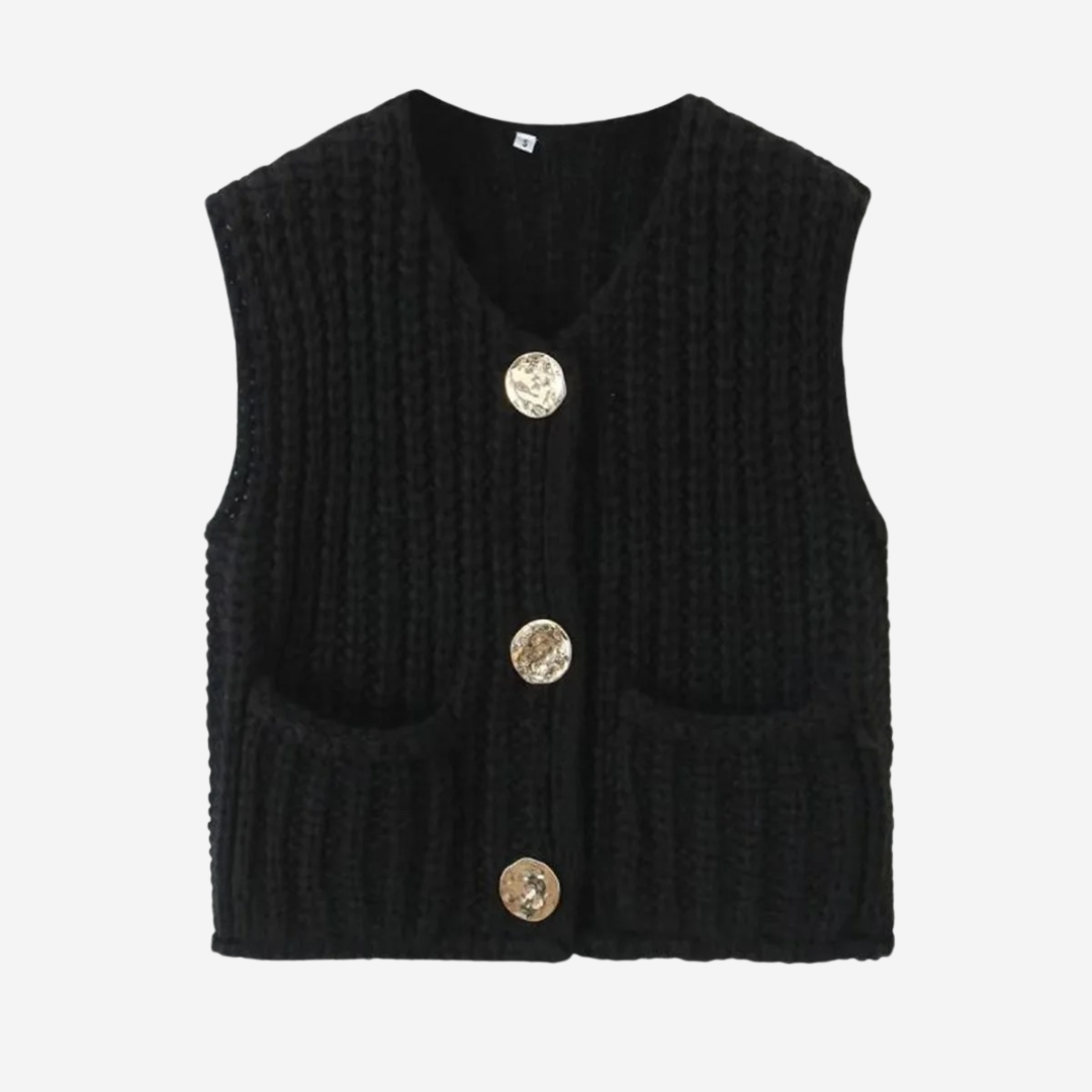 Image of Camille | Women's Button Front Sleeveless Sweater Vest
