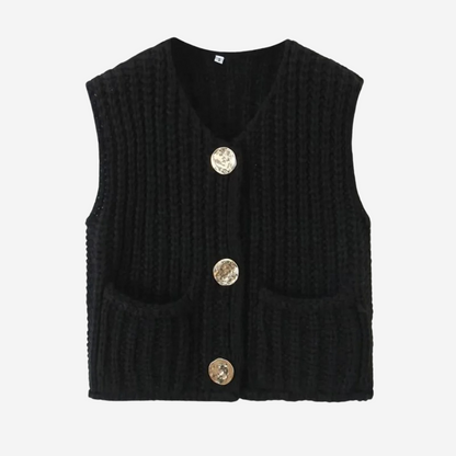 Image of Camille | Women's Button Front Sleeveless Sweater Vest