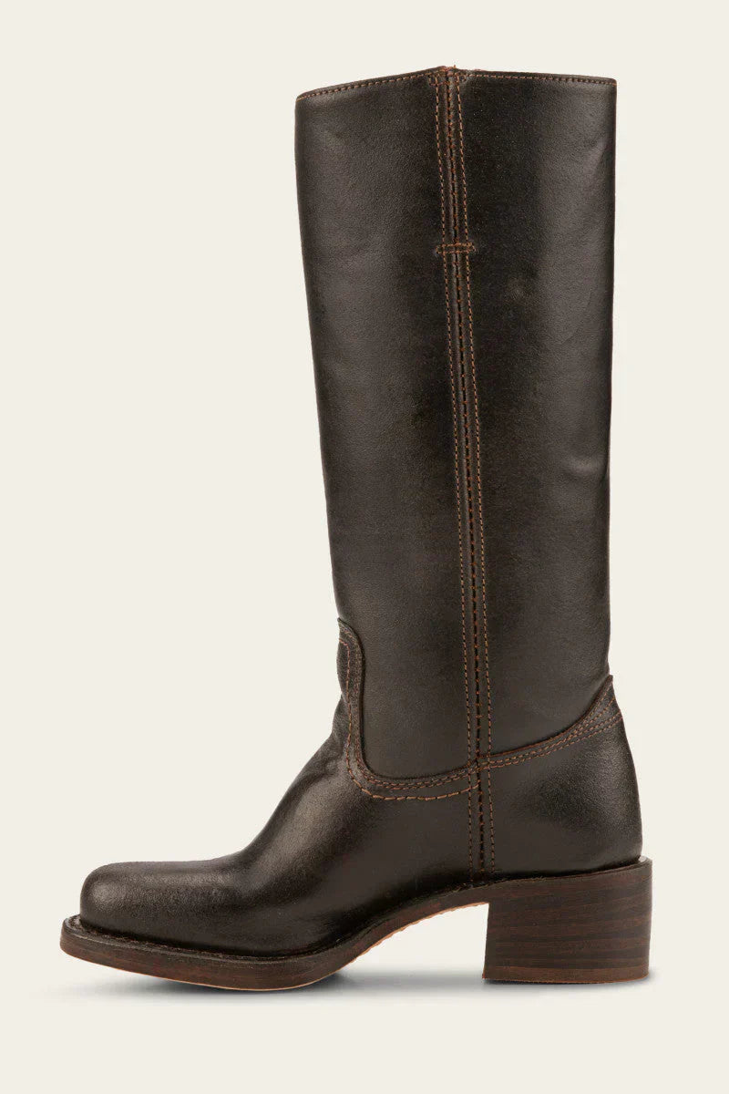 Women's Western Boots Mid Calf Leather Stitched Brown