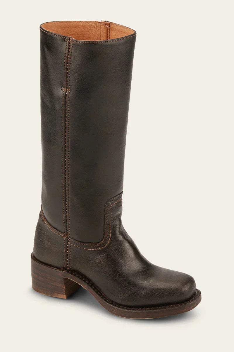 Women's Western Boots Mid Calf Leather Stitched Brown