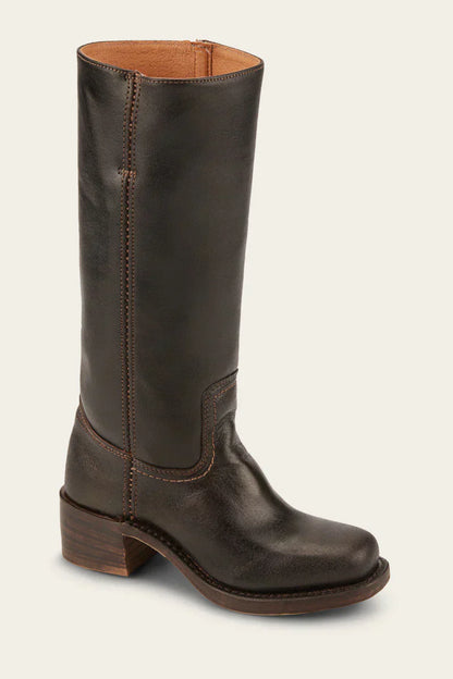 Women's Western Boots Mid Calf Leather Stitched Brown