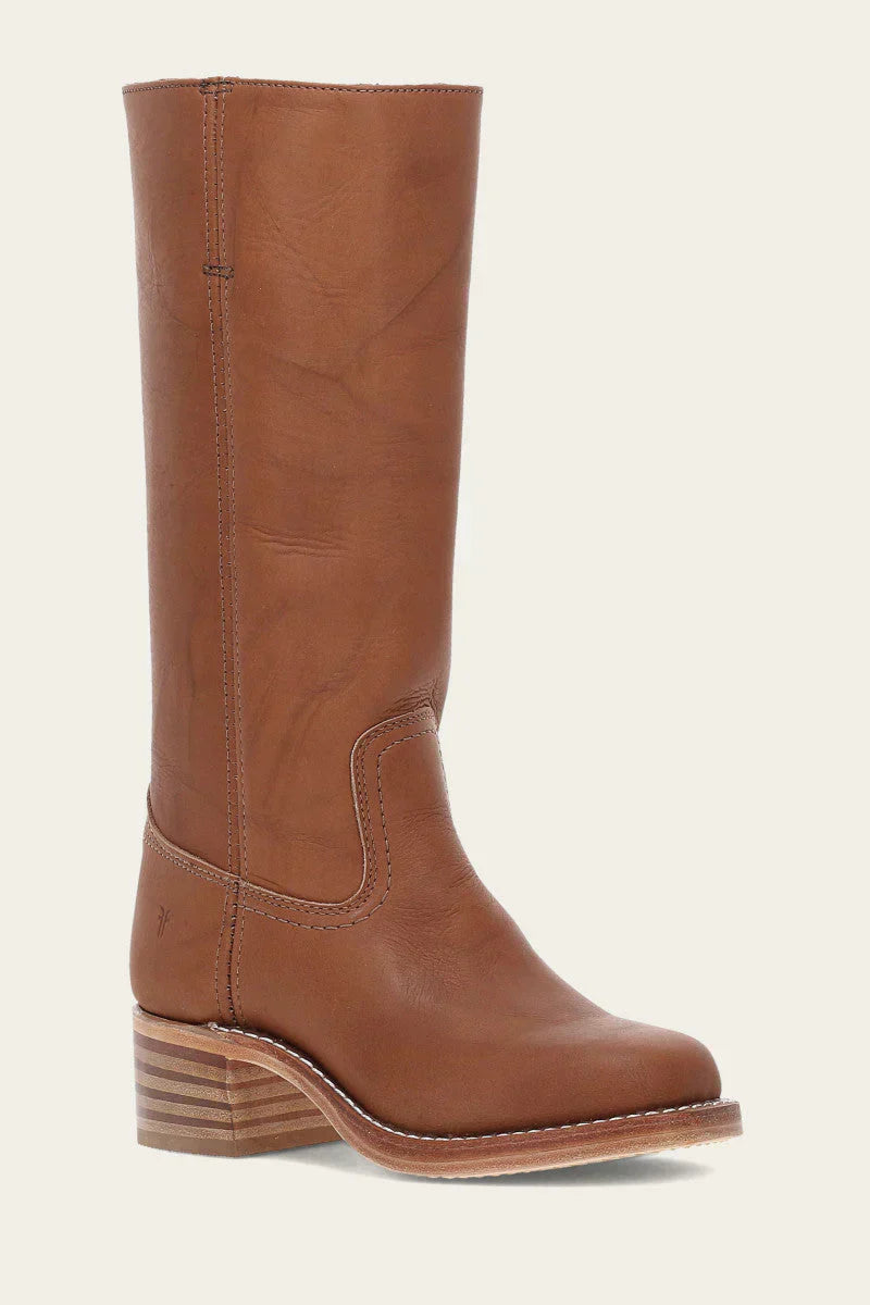 Women's Western Boots Mid Calf Leather Stitched Brown