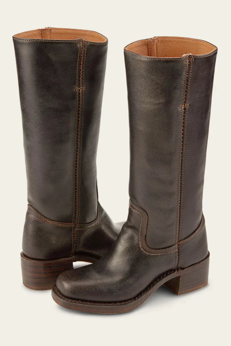 Women's Western Boots Mid Calf Leather Stitched Brown