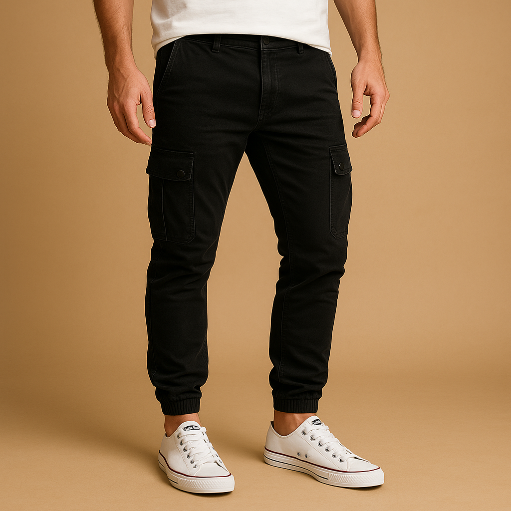 Men’s cargo pants with multiple utility pockets, designed for outdoor activities, city wear, and everyday comfort.