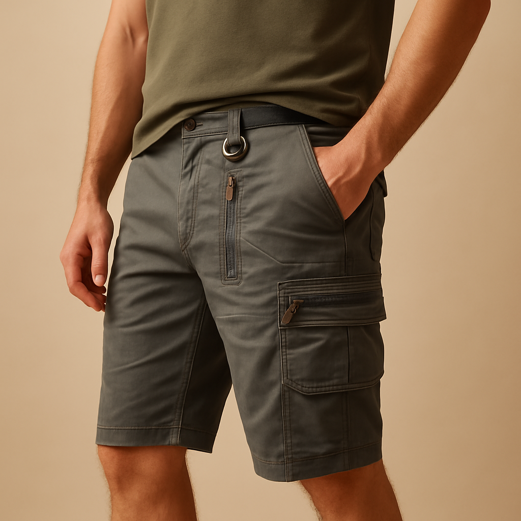 Men’s casual cargo shorts with multiple pockets, ideal for outdoor activities, travel, and everyday wear.
