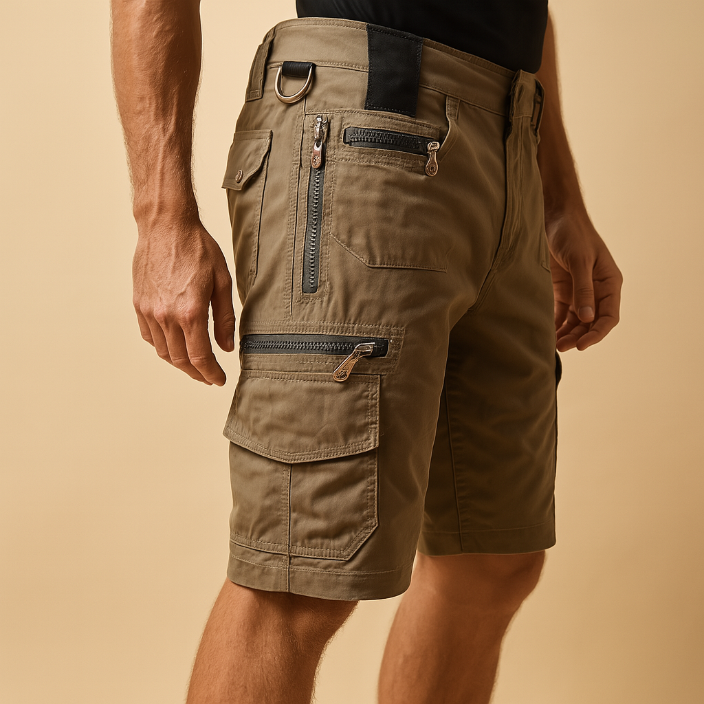 Men’s casual cargo shorts with multiple pockets, ideal for outdoor activities, travel, and everyday wear.