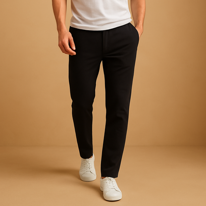 Men’s casual cotton pants with elastic waistband, ideal for relaxing at home, casual outfits, and comfortable everyday wear.