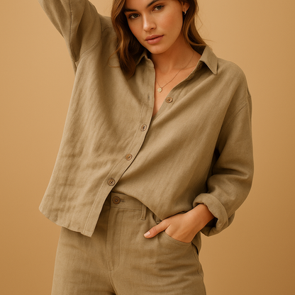 Casual women’s blouse with a feminine fit, perfect for everyday wear, casual outfits, or a stylish formal look.