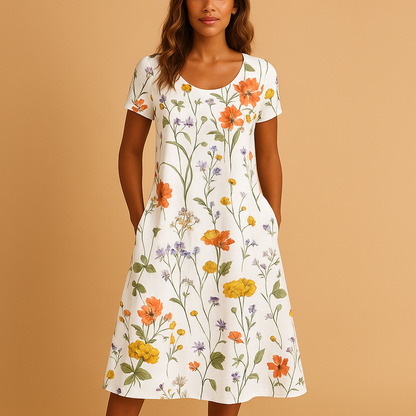 Elegant Flower Midi Dress for Ladies - VibreMode