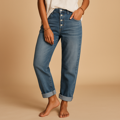 Comfortable High Waisted Women's Relaxed Fit Jeans - VibreMode