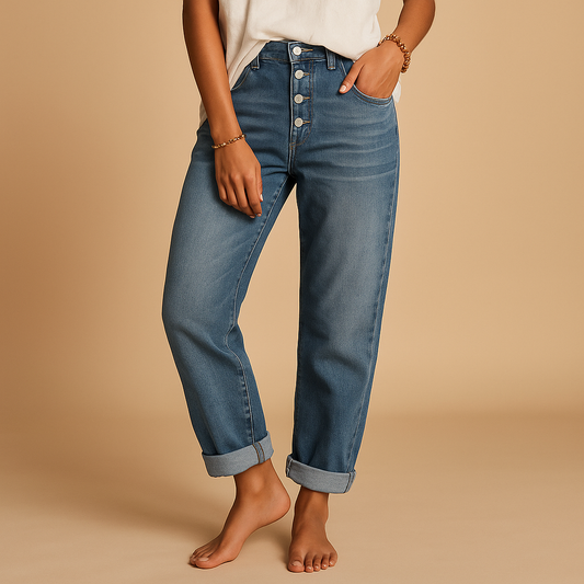 Comfortable High Waisted Women's Relaxed Fit Jeans - VibreMode