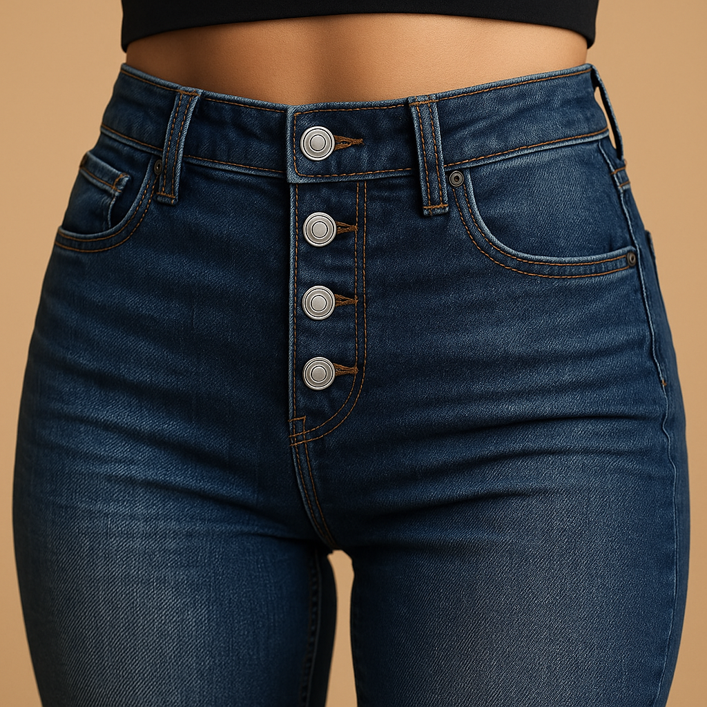 Women’s casual high waisted loose fit jeans in classic denim blue with a relaxed silhouette, perfect for everyday outfits and modern casual style.