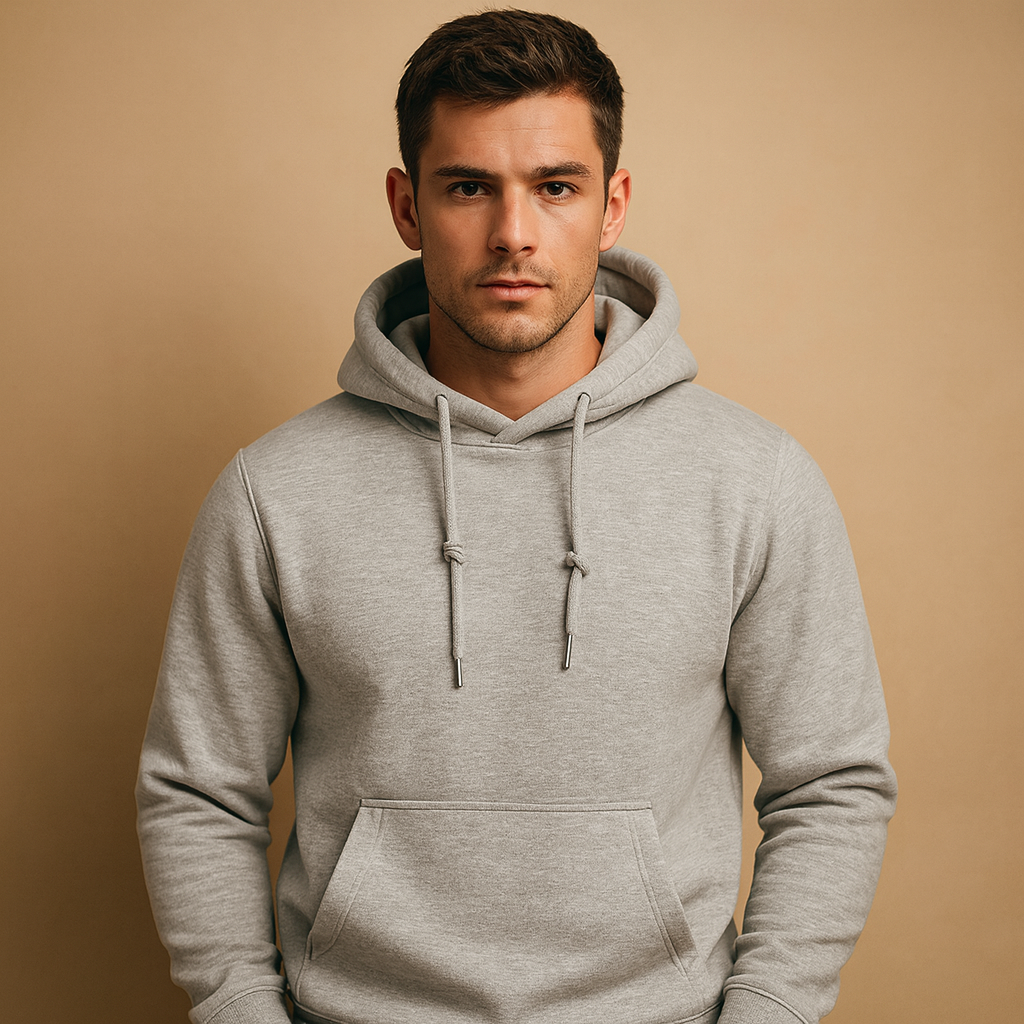 Relaxed Fit Mens Hoodie with Pouch Pocket - VibreMode