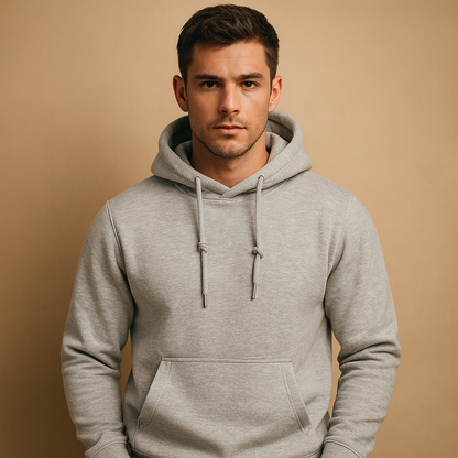 Relaxed Fit Mens Hoodie with Pouch Pocket - VibreMode