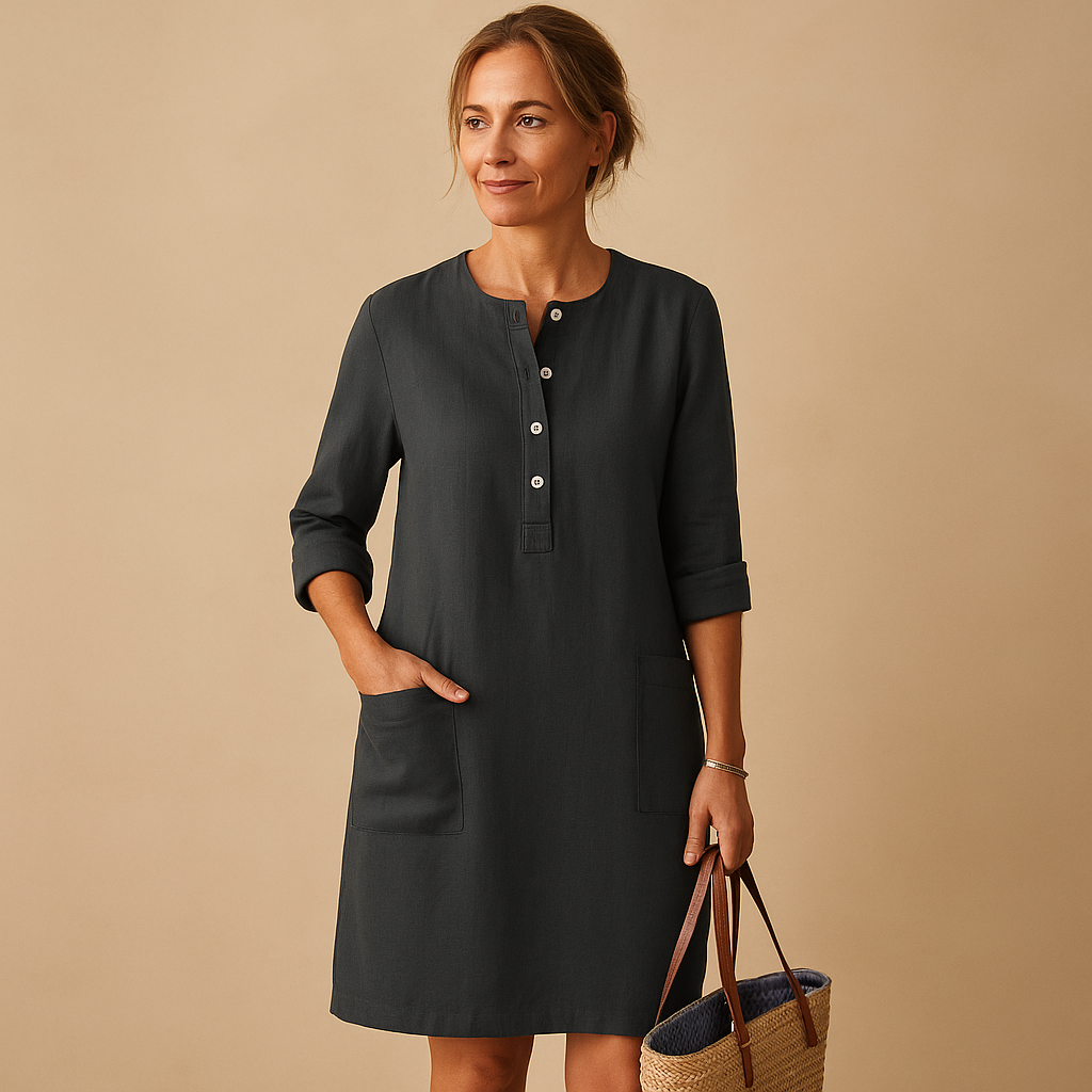 Women's Long Button Dress Casual - VibreMode