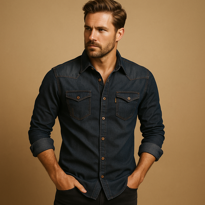 Casual long sleeve cotton shirt for men with a breathable comfortable fit, ideal for beach days, travel, and relaxed everyday summer outfits.