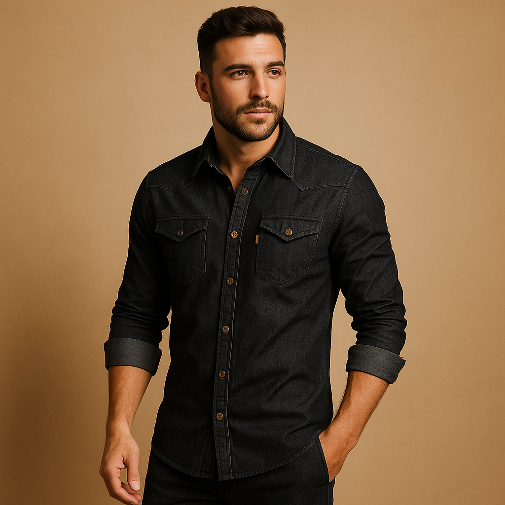 Relaxed Fit Mens Cotton Long Sleeve Shirt - VibreMode