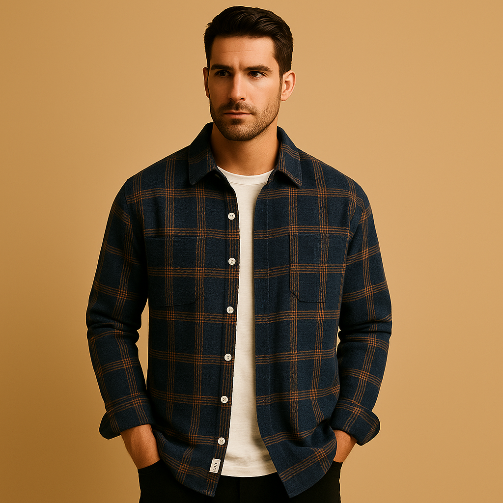 Relaxed Fit Plaid Mens Shirt - VibreMode