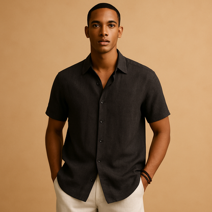 Relaxed Fit Mens Short Sleeve Summer Shirt - VibreMode