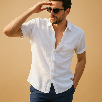 Relaxed Fit Short Sleeve Mens Summer Shirt - VibreMode