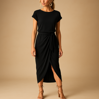Casual summer dress for women with short sleeves and lightweight fabric, perfect for warm days, holidays, and everyday wear.