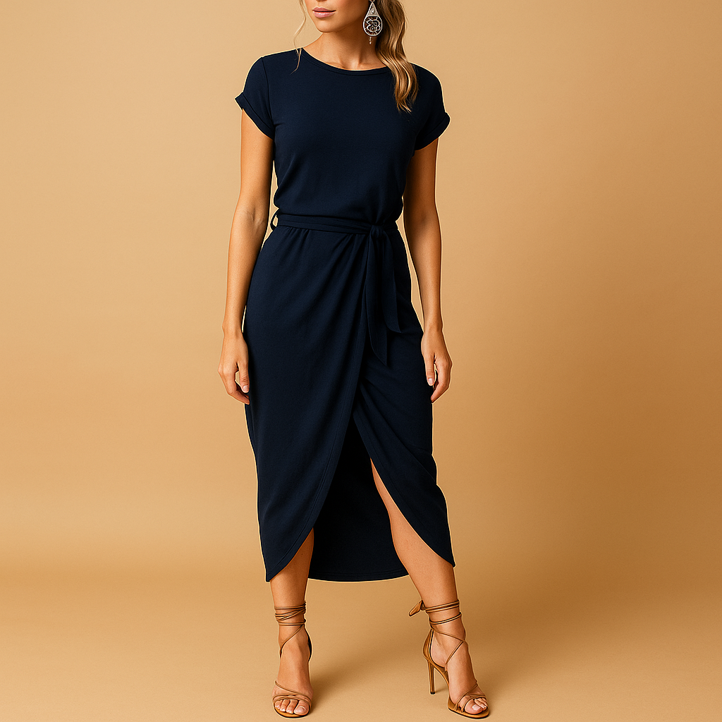 Casual summer dress for women with short sleeves and lightweight fabric, perfect for warm days, holidays, and everyday wear.