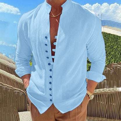 Men's Long Sleeve Cotton Shirt - VibreMode