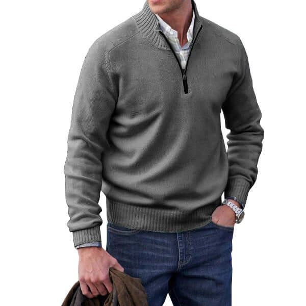 Men's Soft Knit Zip Sweater - VibreMode