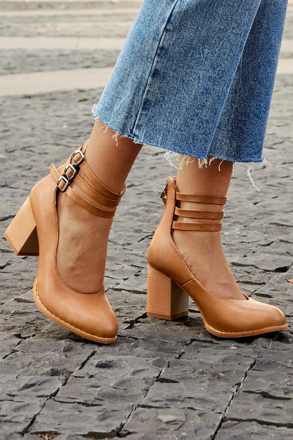 Comfortable Ankle Strap Sandals with High Heel - VibreMode