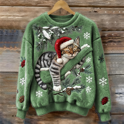 Women's Kitten Graphic Sweater 3D Effect