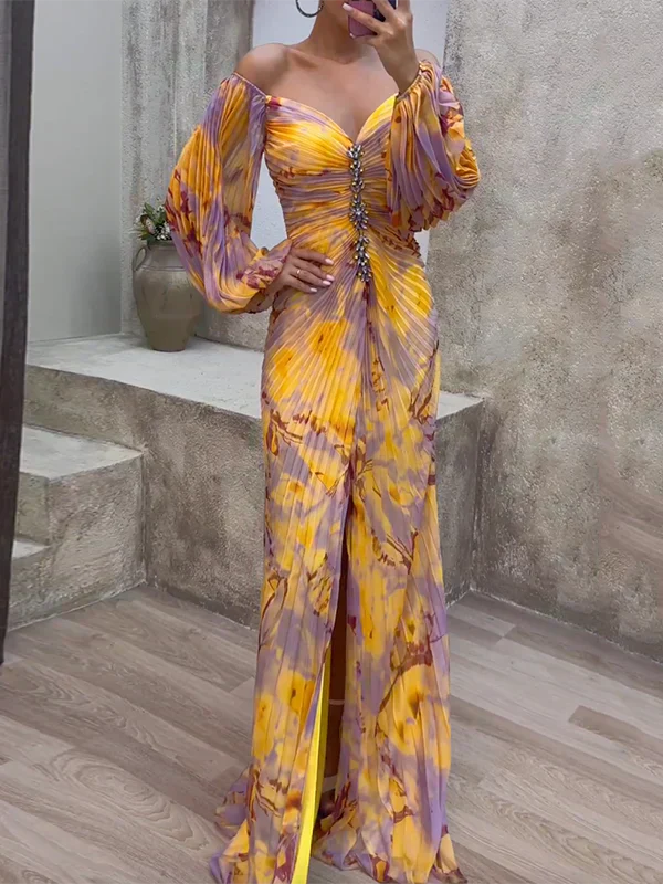 Women's Lace V-Neck Wedding Guest Dress - VibreMode