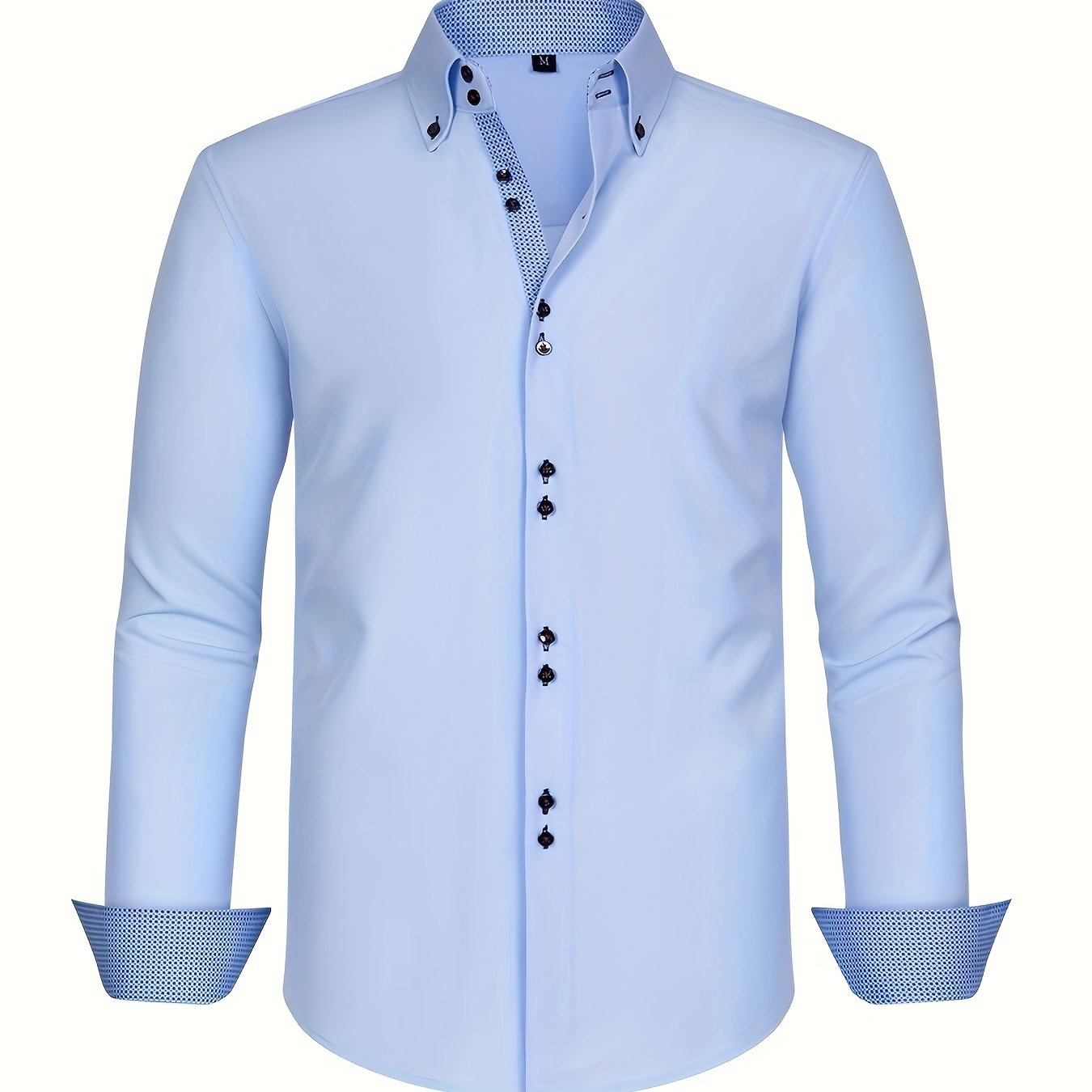 Men's Long Sleeve Button Down Shirt Contrast Trim