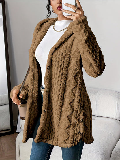 Women's Hooded Cardigan Button Front Closure