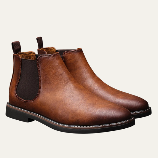 Mantova Men's Leather Chelsea Boots Ankle Black - VibreMode