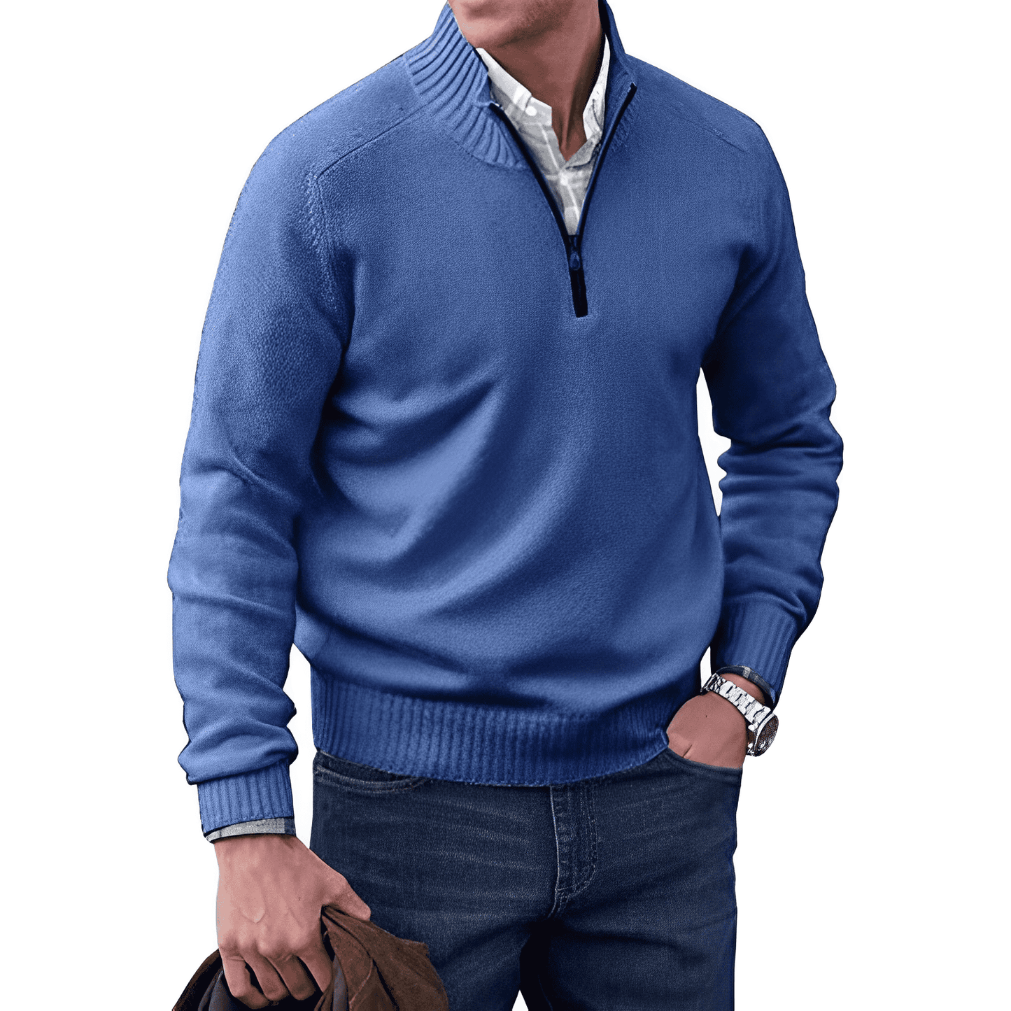 Elegant Cashmere Sweater Autumn Zipper