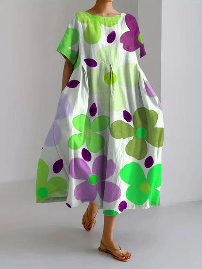 Vibrant Floral Midi Dress for Warm Summer Days - VibreMode