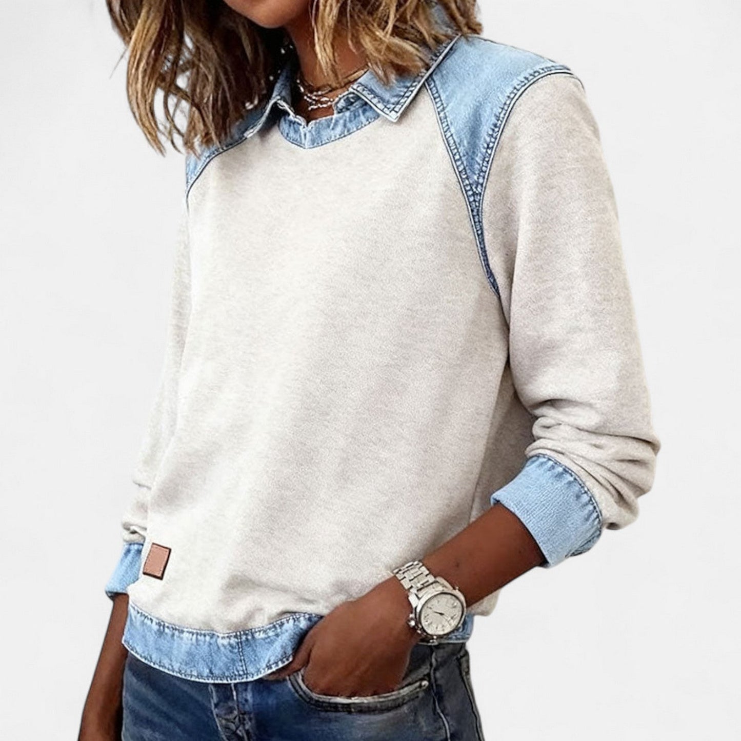 Women's Long Sleeve Sweater Layered Collar