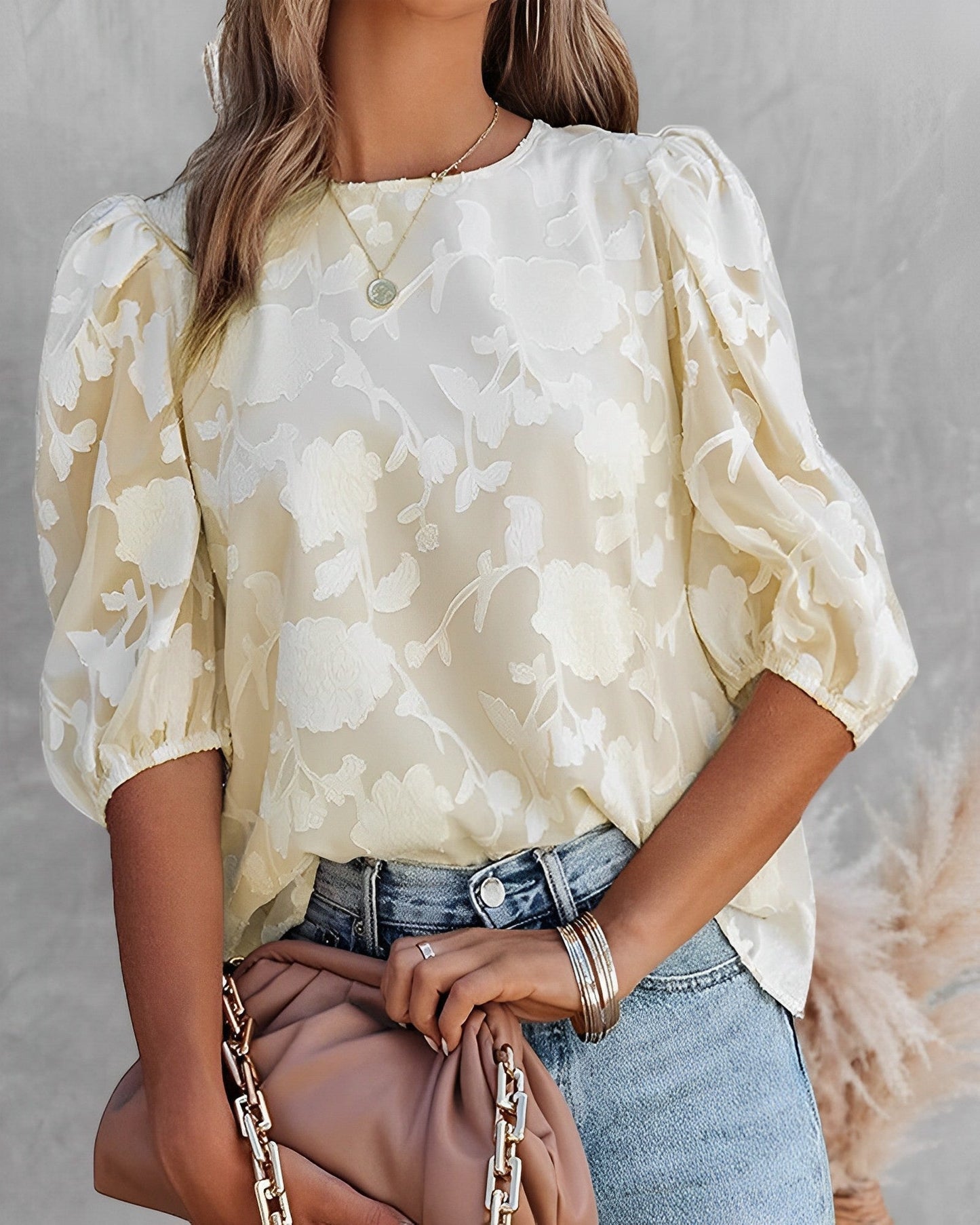 Women's Chiffon Blouse Puff Sleeve