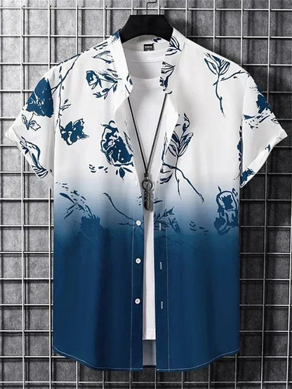 Men's Hawaiian Shirt 3D Flower Print Vibrant