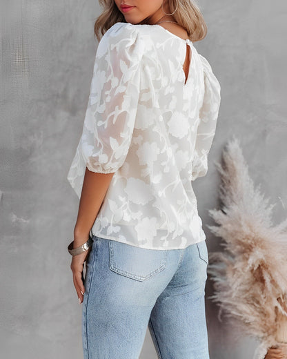 Women's Chiffon Blouse Puff Sleeve