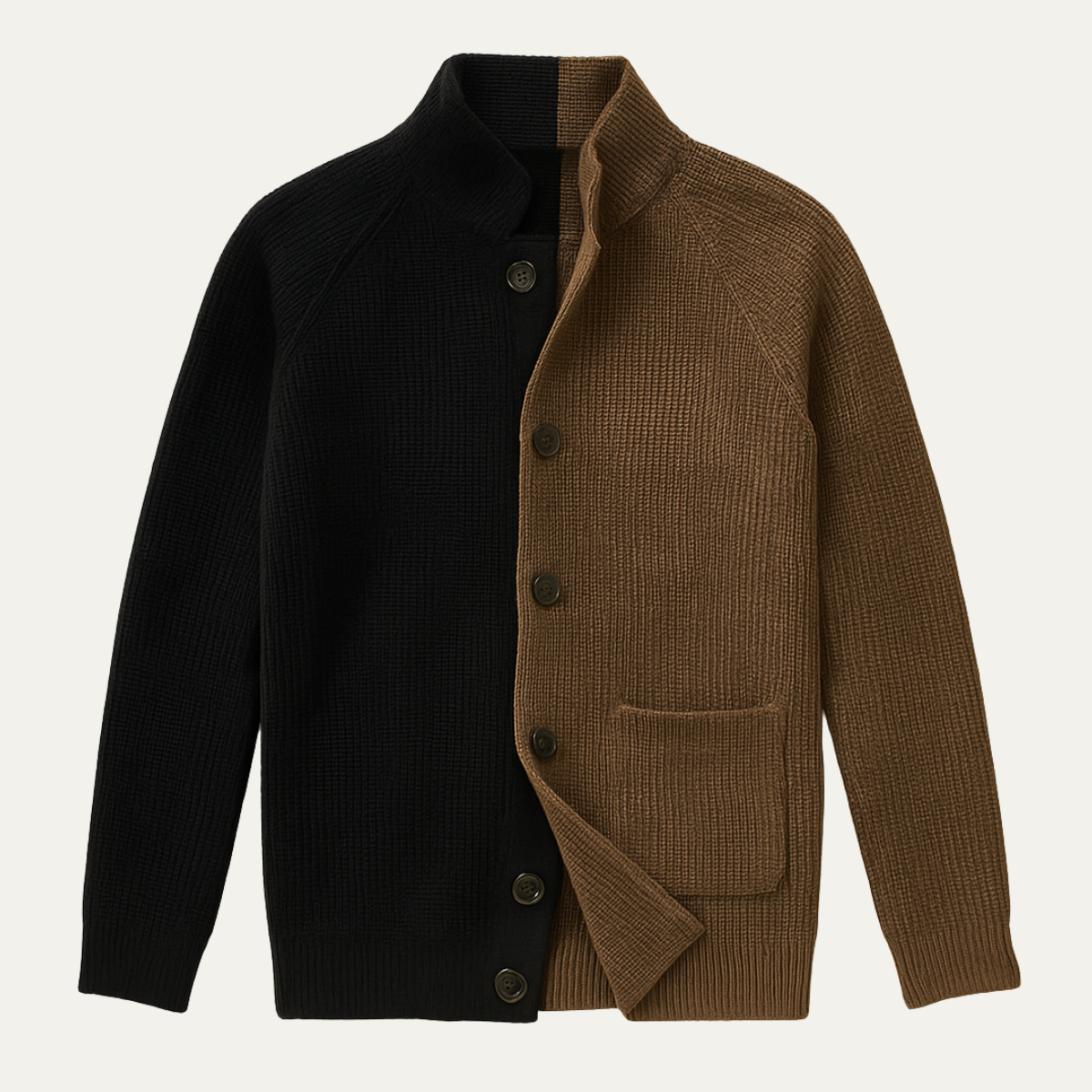 Men's Contrast Color Knit Cardigan - VibreMode