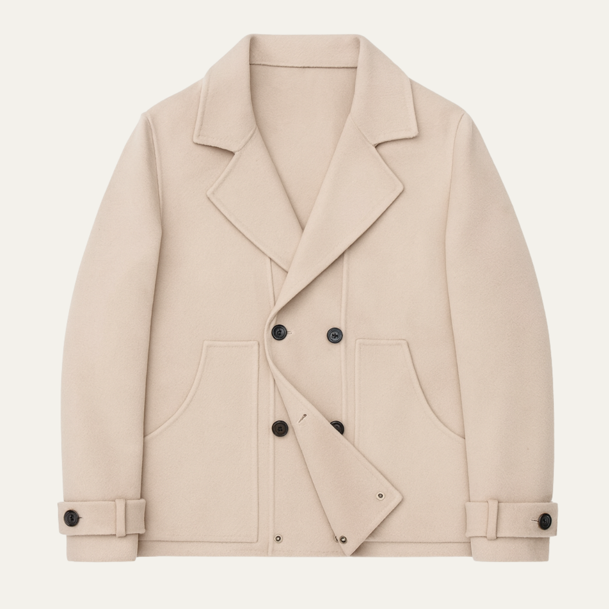 Men's Wool Blend Double Breasted Peacoat - VibreMode