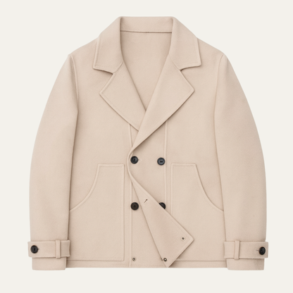 Men's Wool Blend Double Breasted Peacoat - VibreMode