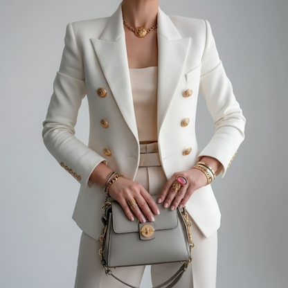 Classic Fit Double Breasted Ladies Spring Coat - VibreMode