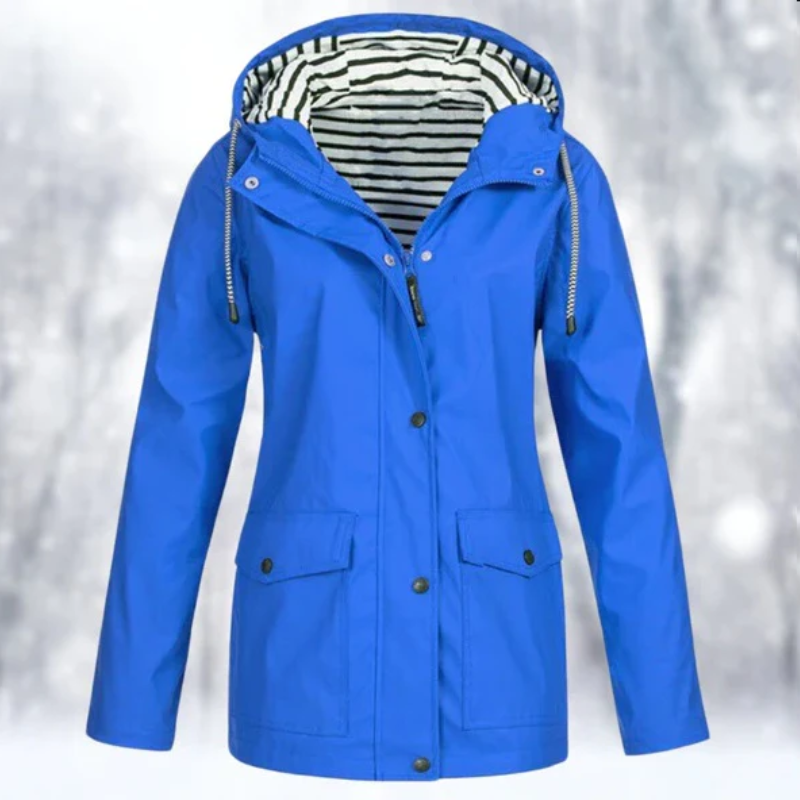 Image of Charlene | Women's Hooded Raincoat Button Front Coat